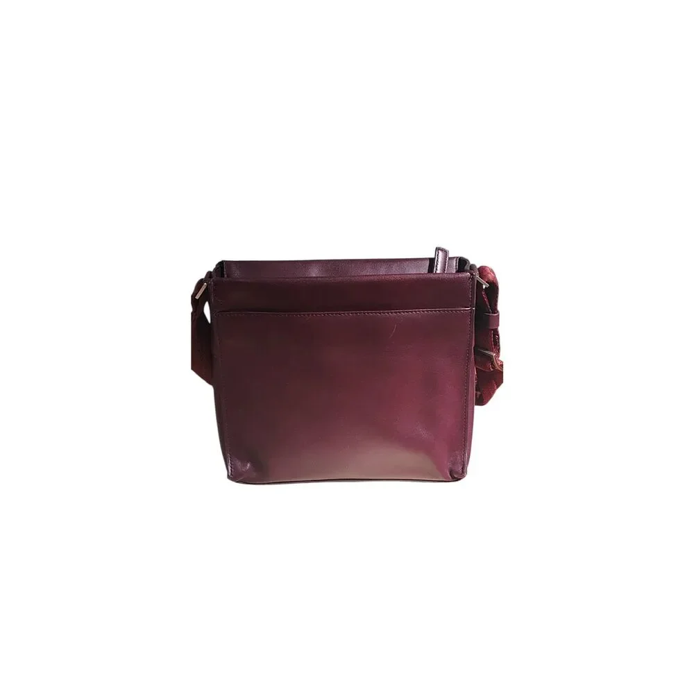 Kenneth Cole Burgundy Leather Crossbody Satchel Vintage Multi Pocket Bag